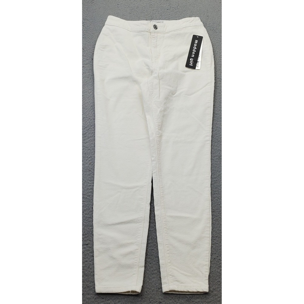 Madden Girl Corduroy Pants Womens 7 White Stretch Super High Rise Skinny Leg